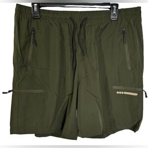 NWT LXNMGO L Army Green Tie Front Cargo Hiking Shorts